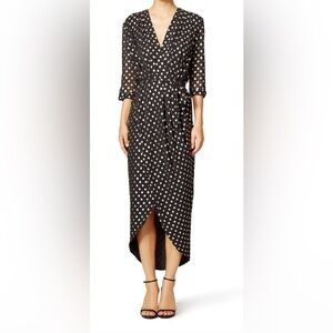 Amanda Uprichard Porter Polka Dot Wrap Maxi Dress P/XS EUC